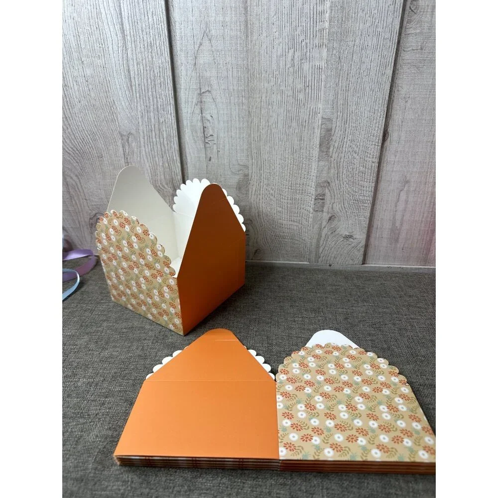 Floral Pattern Decorative Cardstock Small Gift Boxes With Ribbons Pack of 20